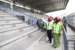 Governor Susan Kihika inspecting Afraha Stadium, one year in office